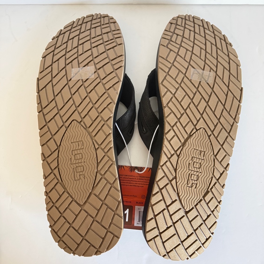 Flojos Men Black Flip Flops NWT Size 11 - Picture 5 of 5